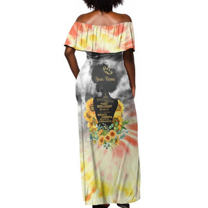 Vintage Flowers - I Am Black Queen Off Shoulder Maxi Dress