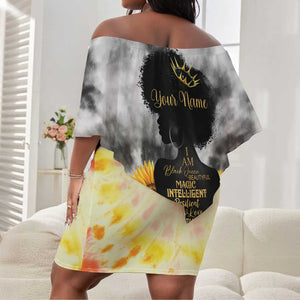 Vintage Flowers - I Am Black Queen Off Shoulder Short Dress