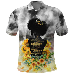 Vintage Flowers - I Am Black Queen Polo Shirt