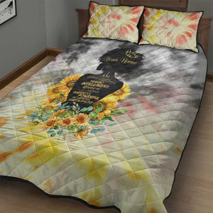 Vintage Flowers - I Am Black Queen Quilt Bed Set