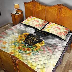 Vintage Flowers - I Am Black Queen Quilt Bed Set