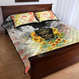 Vintage Flowers - I Am Black Queen Quilt Bed Set