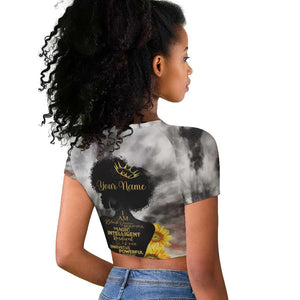 Vintage Flowers - I Am Black Queen Raglan Cropped T shirt