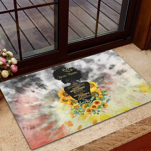 Vintage Flowers - I Am Black Queen Rubber Doormat