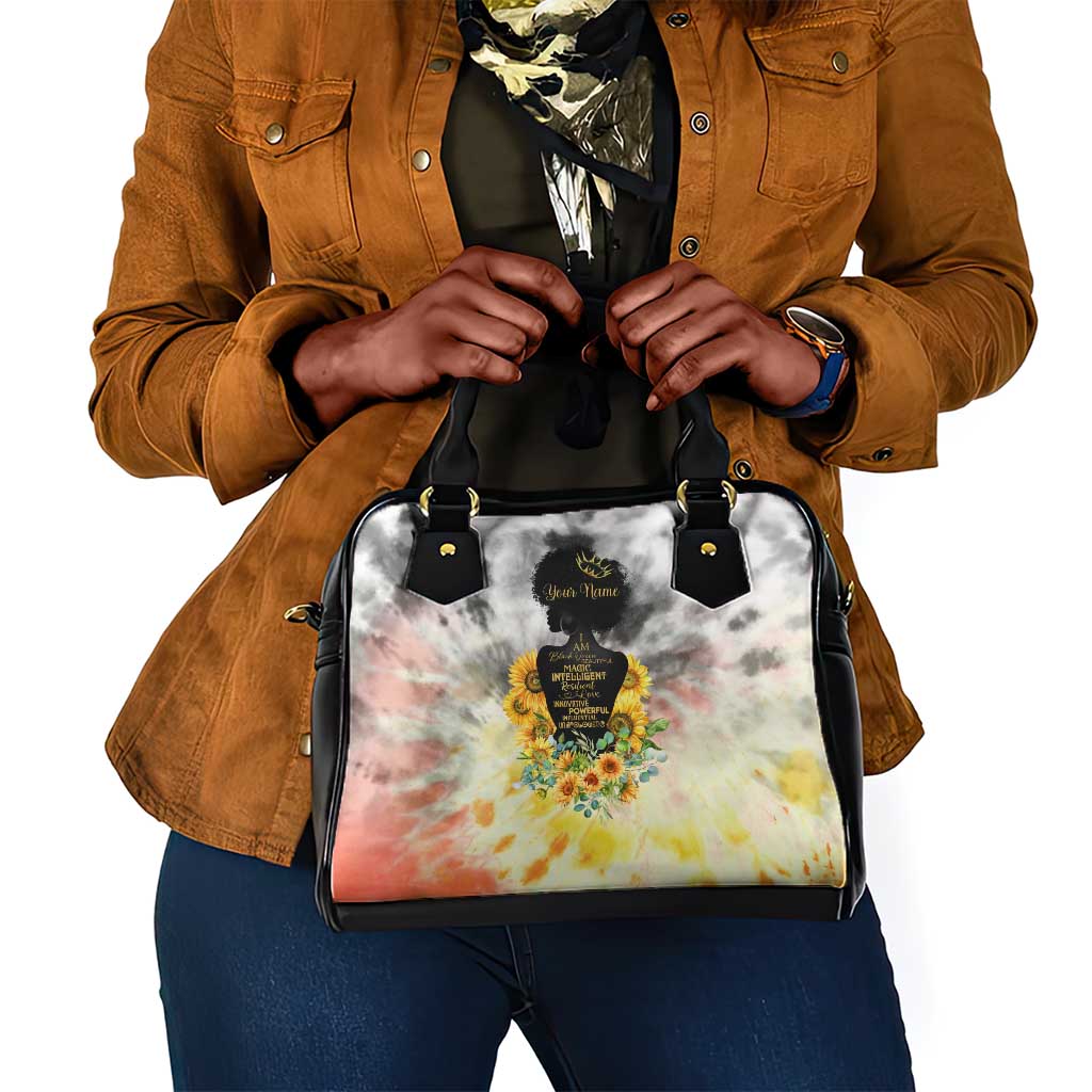 Vintage Flowers - I Am Black Queen Shoulder Handbag