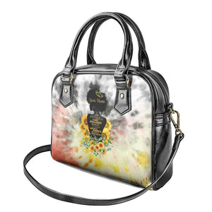 Vintage Flowers - I Am Black Queen Shoulder Handbag