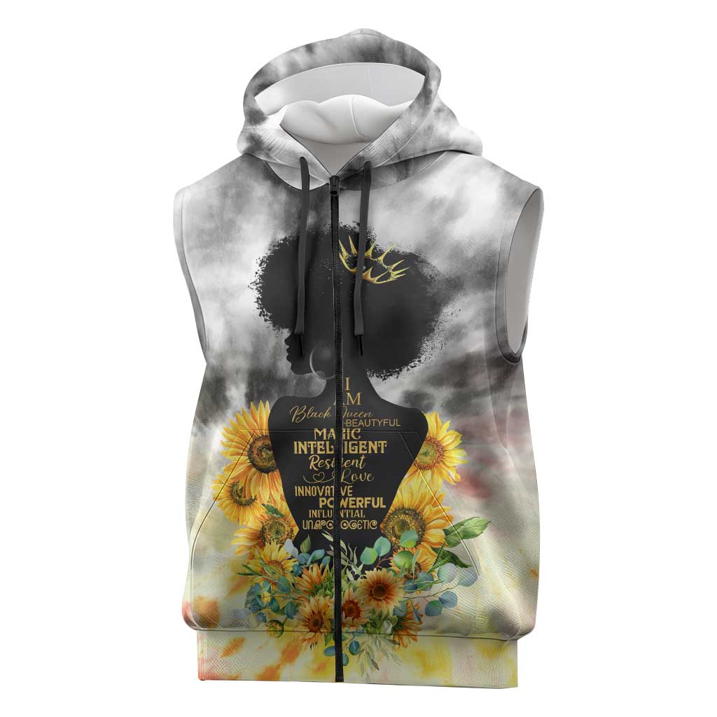 Vintage Flowers - I Am Black Queen Sleeveless Zip Hoodie - African Pride