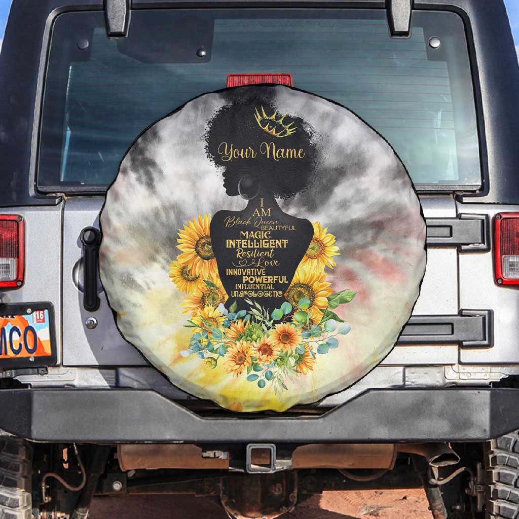 Vintage Flowers - I Am Black Queen Spare Tire Cover