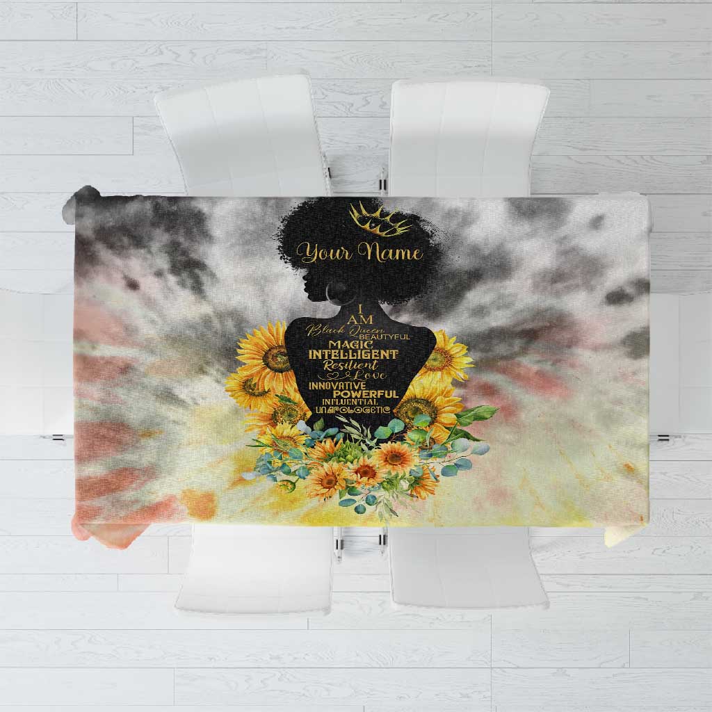 Vintage Flowers - I Am Black Queen Tablecloth