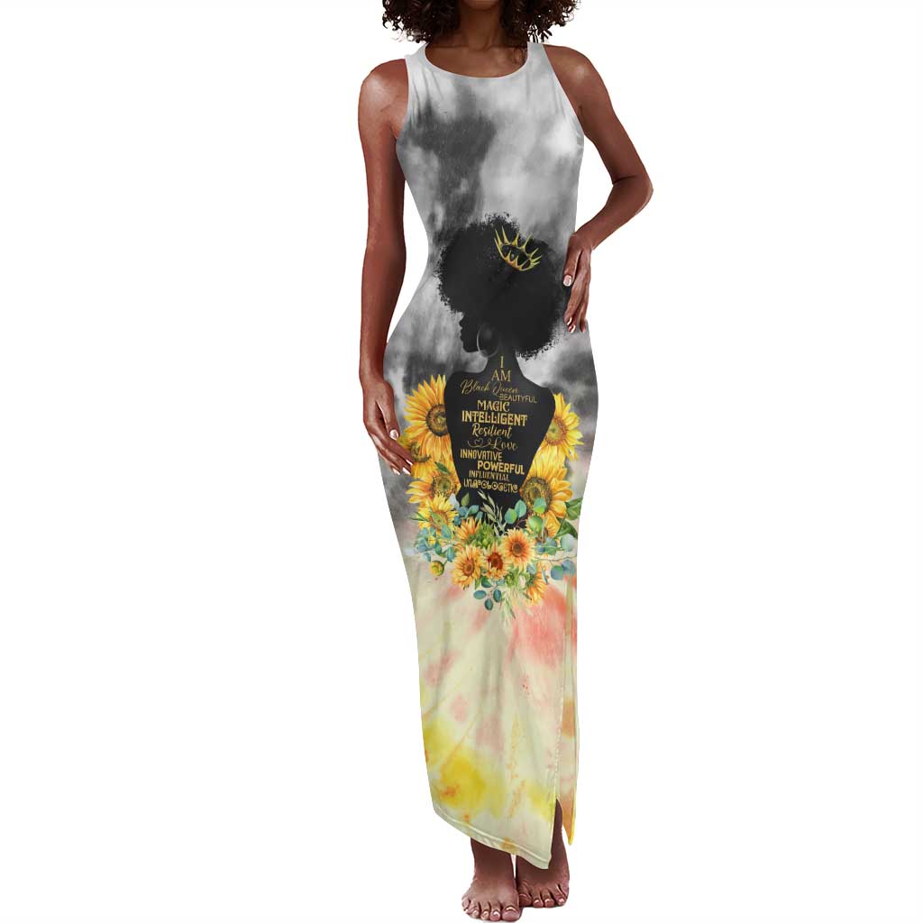 Vintage Flowers - I Am Black Queen Tank Maxi Dress