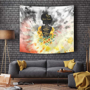 Vintage Flowers - I Am Black Queen Tapestry