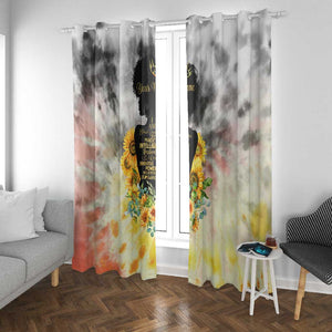 Vintage Flowers - I Am Black Queen Window Curtain