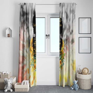 Vintage Flowers - I Am Black Queen Window Curtain