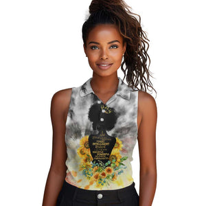 Vintage Flowers - I Am Black Queen Women Sleeveless Polo Shirt