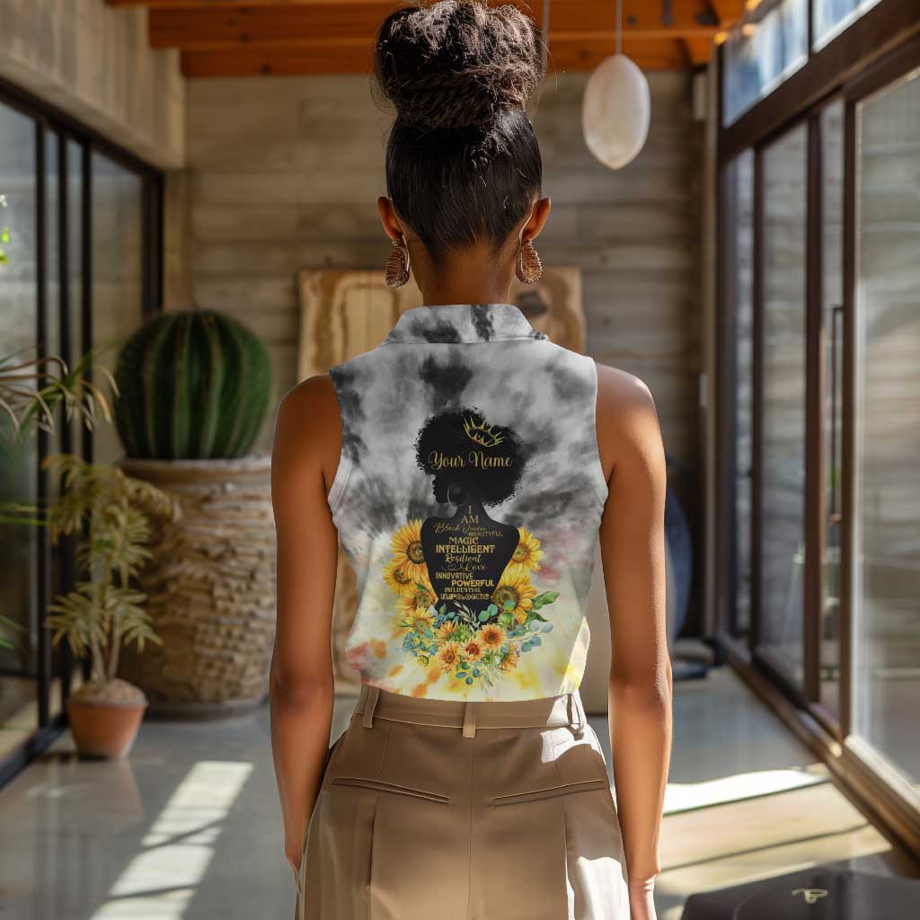 Vintage Flowers - I Am Black Queen Women Sleeveless Polo Shirt