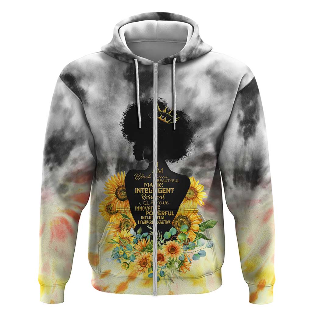 Vintage Flowers - I Am Black Queen Zip Hoodie