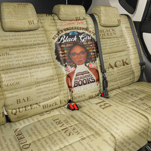 Personalized Black Girl African Back Car Seat Cover Never Underestimate A Book Lover