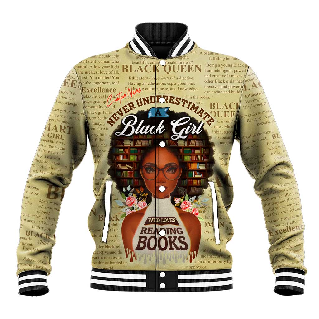 Personalized Black Girl African Baseball Jacket Never Underestimate A Book Lover DT02