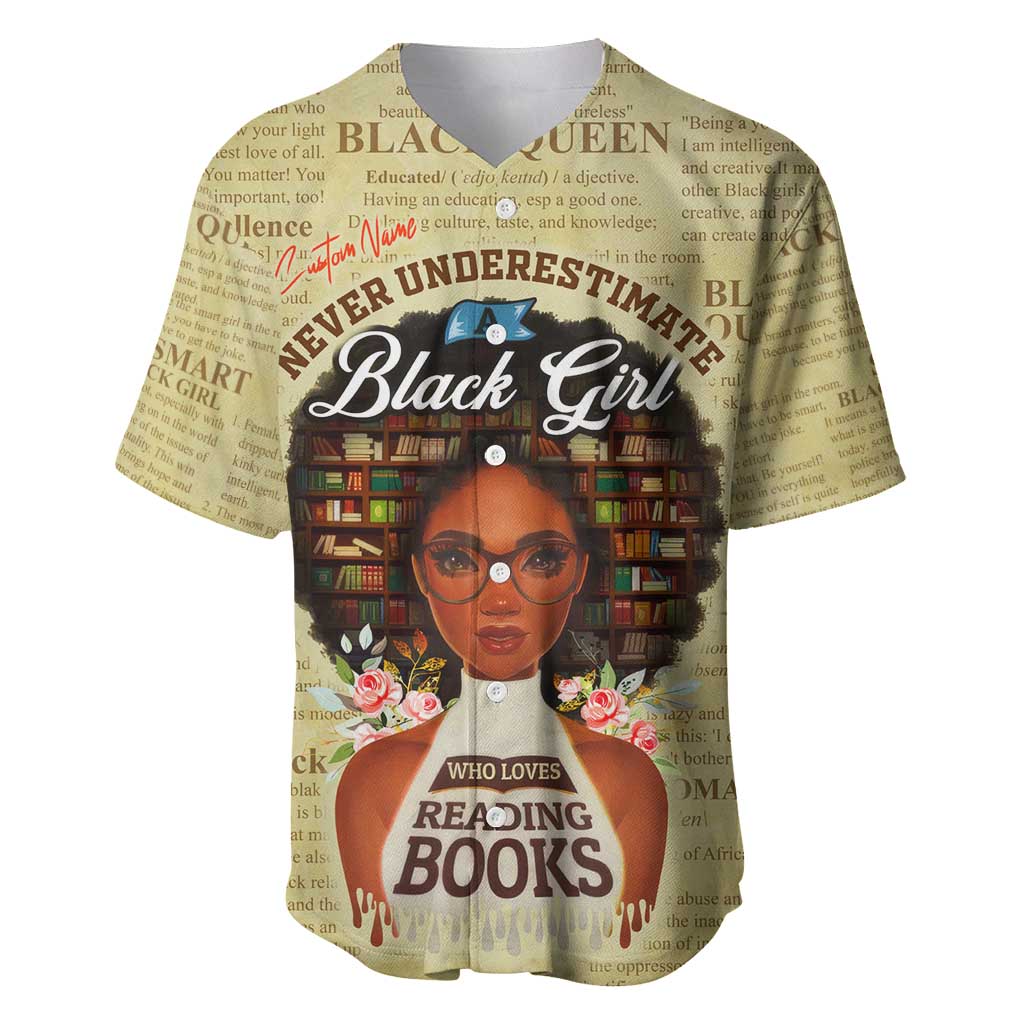 Personalized Black Girl African Baseball Jersey Never Underestimate A Book Lover