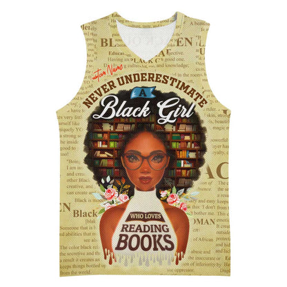 Personalized Black Girl African Basketball Jersey Never Underestimate A Book Lover DT02