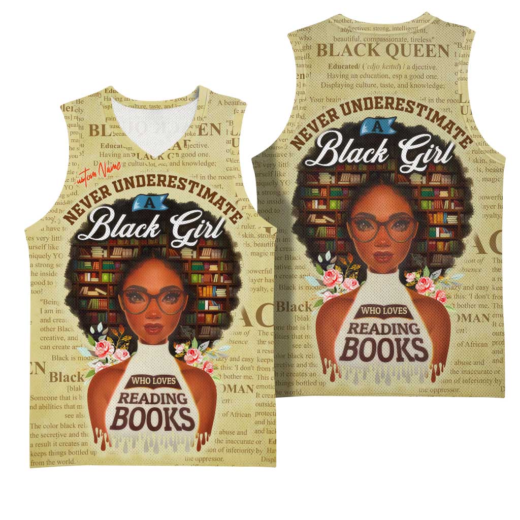 Personalized Black Girl African Basketball Jersey Never Underestimate A Book Lover DT02