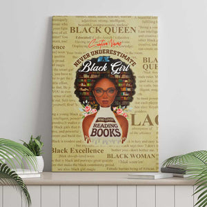 Personalized Black Girl African Canvas Wall Art Never Underestimate A Book Lover