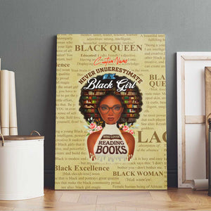 Personalized Black Girl African Canvas Wall Art Never Underestimate A Book Lover