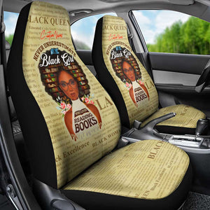 Personalized Black Girl African Car Seat Cover Never Underestimate A Book Lover