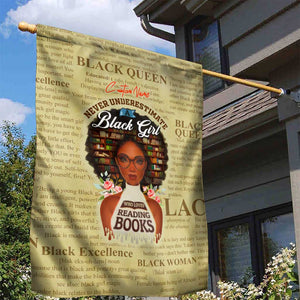 Personalized Black Girl African Garden Flag Never Underestimate A Book Lover