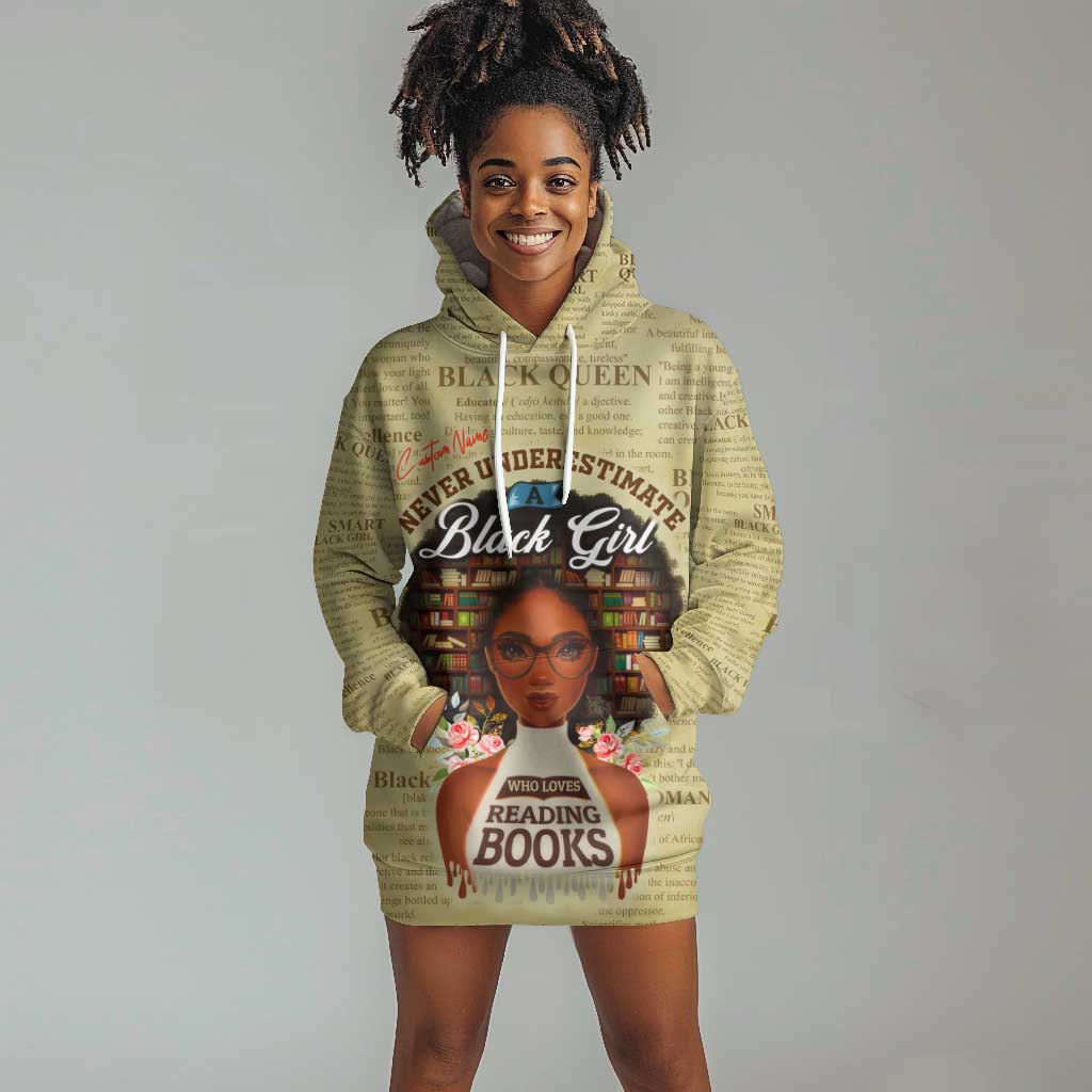 Personalized Black Girl African Hoodie Dress Never Underestimate A Book Lover