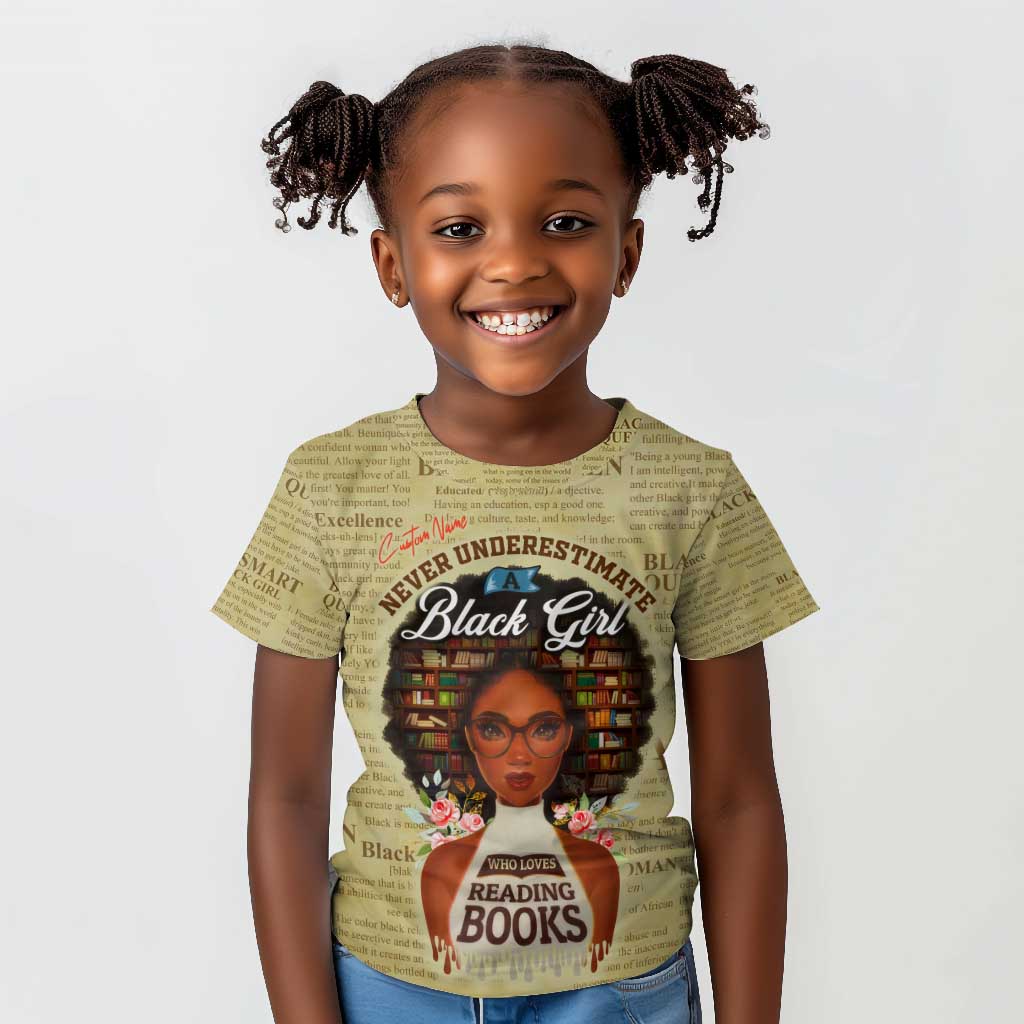 Personalized Black Girl African Kid T shirt Never Underestimate A Book Lover