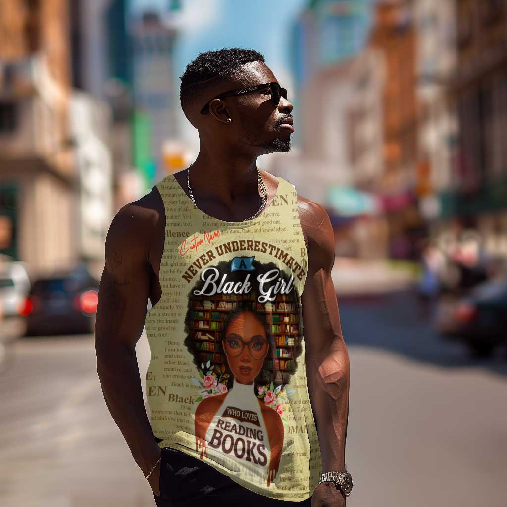 Personalized Black Girl African Men Tank Top Never Underestimate A Book Lover