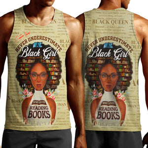 Personalized Black Girl African Men Tank Top Never Underestimate A Book Lover