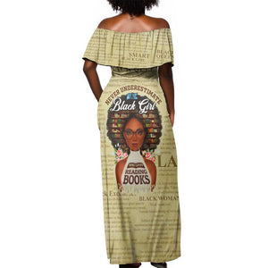 Personalized Black Girl African Off Shoulder Maxi Dress Never Underestimate A Book Lover