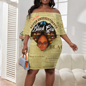 Personalized Black Girl African Off Shoulder Short Dress Never Underestimate A Book Lover