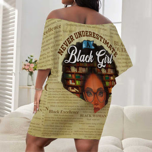 Personalized Black Girl African Off Shoulder Short Dress Never Underestimate A Book Lover