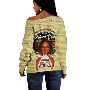 Personalized Black Girl African Off Shoulder Sweater Never Underestimate A Book Lover