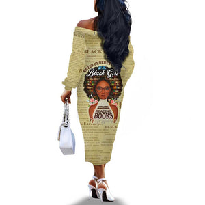 Personalized Black Girl African Off The Shoulder Long Sleeve Dress Never Underestimate A Book Lover