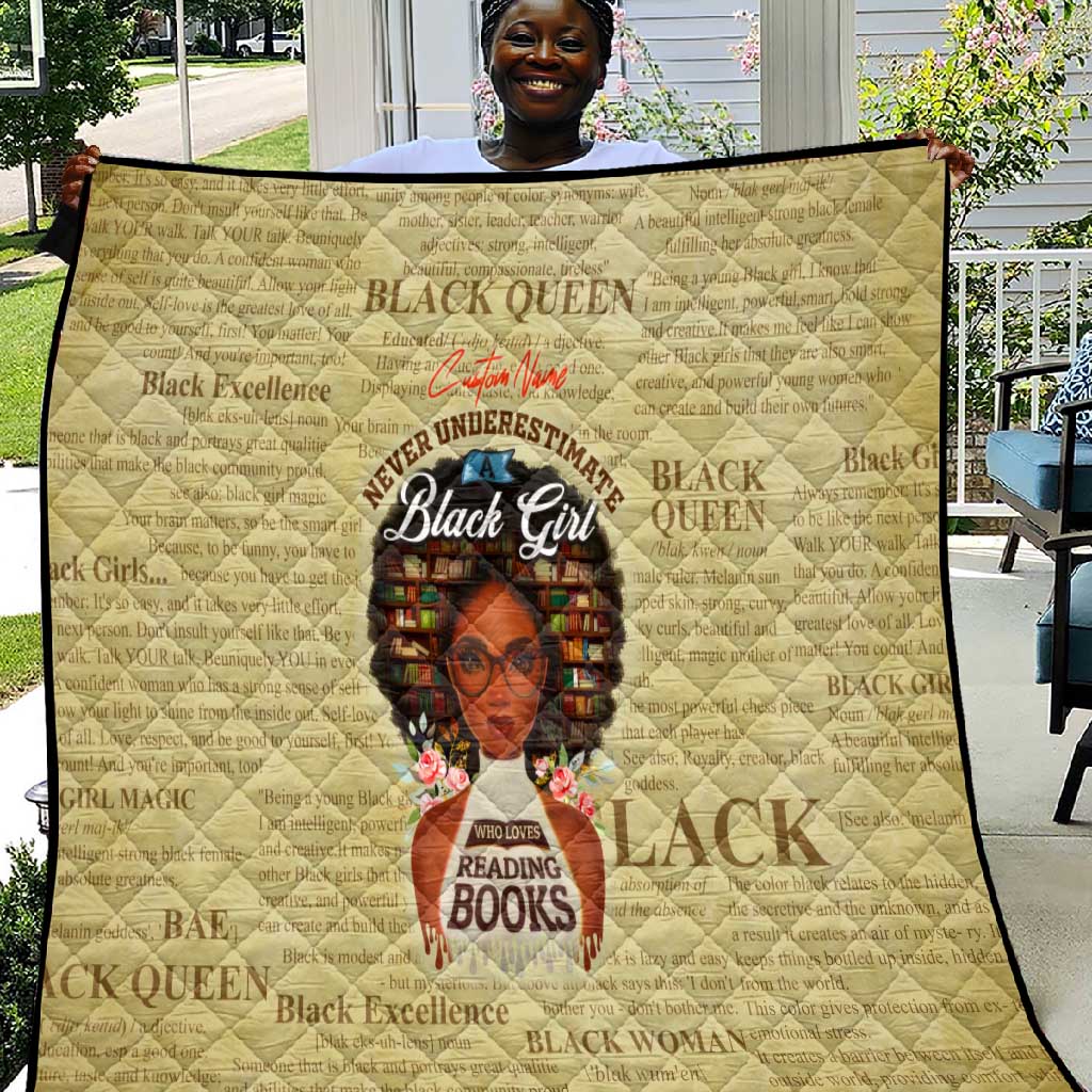 Personalized Black Girl African Quilt Never Underestimate A Book Lover