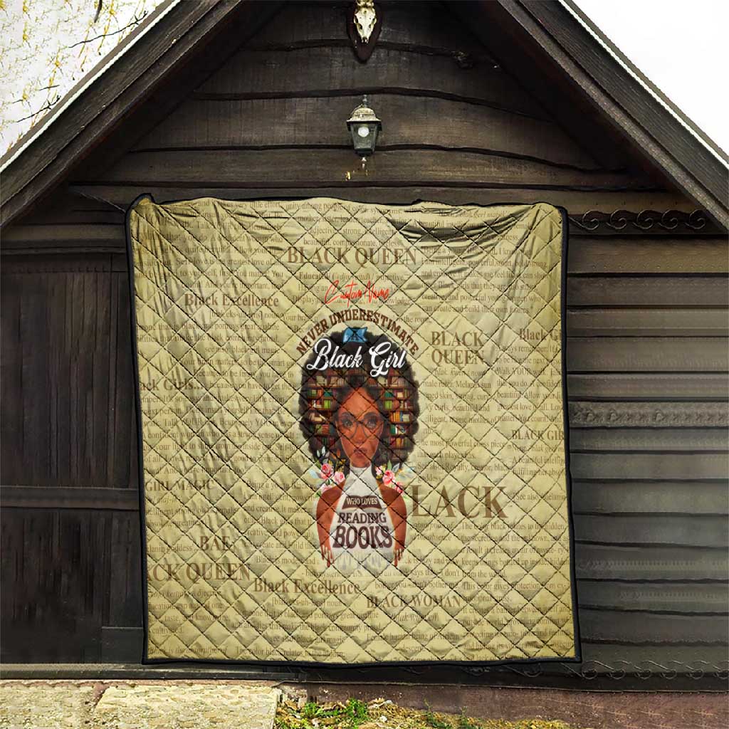 Personalized Black Girl African Quilt Never Underestimate A Book Lover