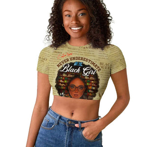 Personalized Black Girl African Raglan Cropped T shirt Never Underestimate A Book Lover