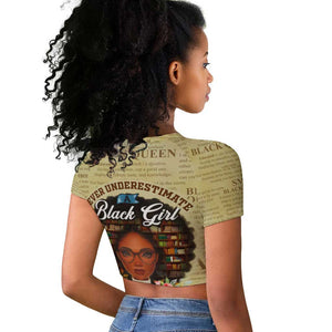 Personalized Black Girl African Raglan Cropped T shirt Never Underestimate A Book Lover