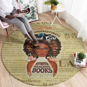 Personalized Black Girl African Round Carpet Never Underestimate A Book Lover