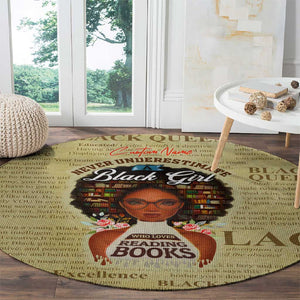 Personalized Black Girl African Round Carpet Never Underestimate A Book Lover