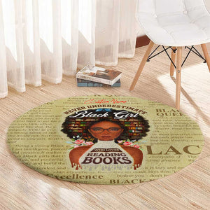 Personalized Black Girl African Round Carpet Never Underestimate A Book Lover