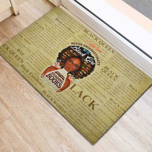 Personalized Black Girl African Rubber Doormat Never Underestimate A Book Lover