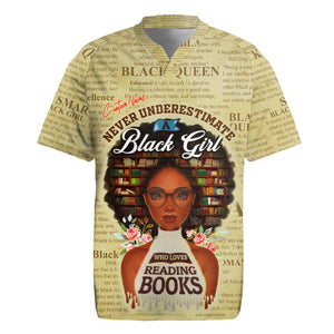 Personalized Black Girl African Rugby Jersey Never Underestimate A Book Lover