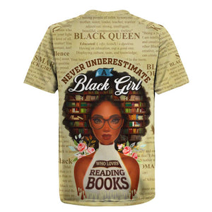 Personalized Black Girl African Rugby Jersey Never Underestimate A Book Lover