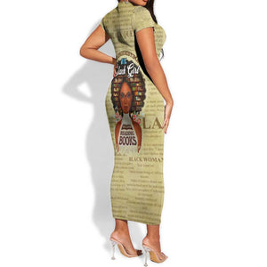 Personalized Black Girl African Short Sleeve Bodycon Dress Never Underestimate A Book Lover