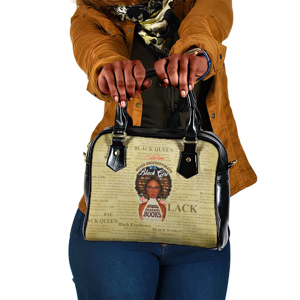 Personalized Black Girl African Shoulder Handbag Never Underestimate A Book Lover